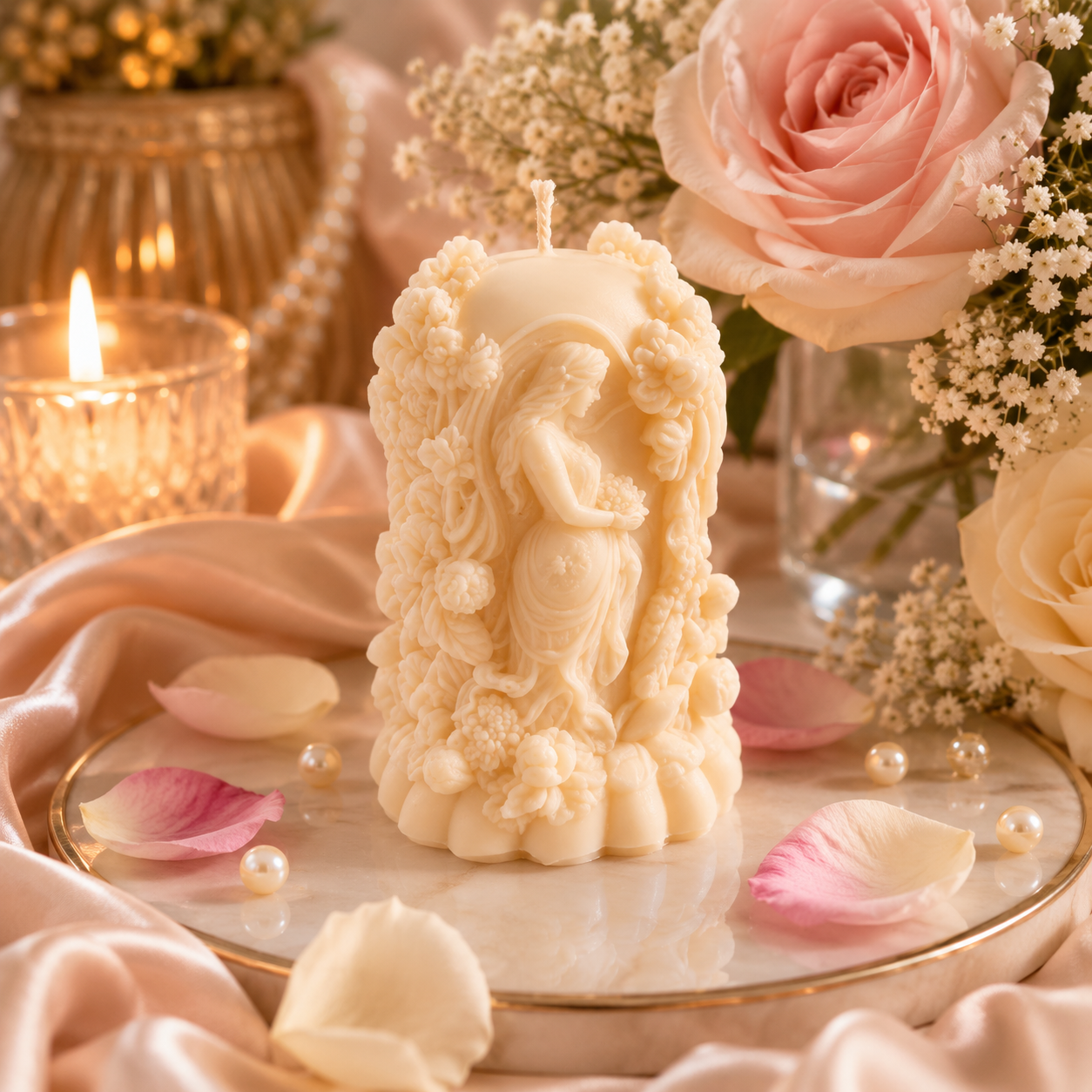 Rose Garden Lady Candle